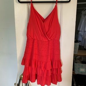 Pink/red smocked boutique mini dress